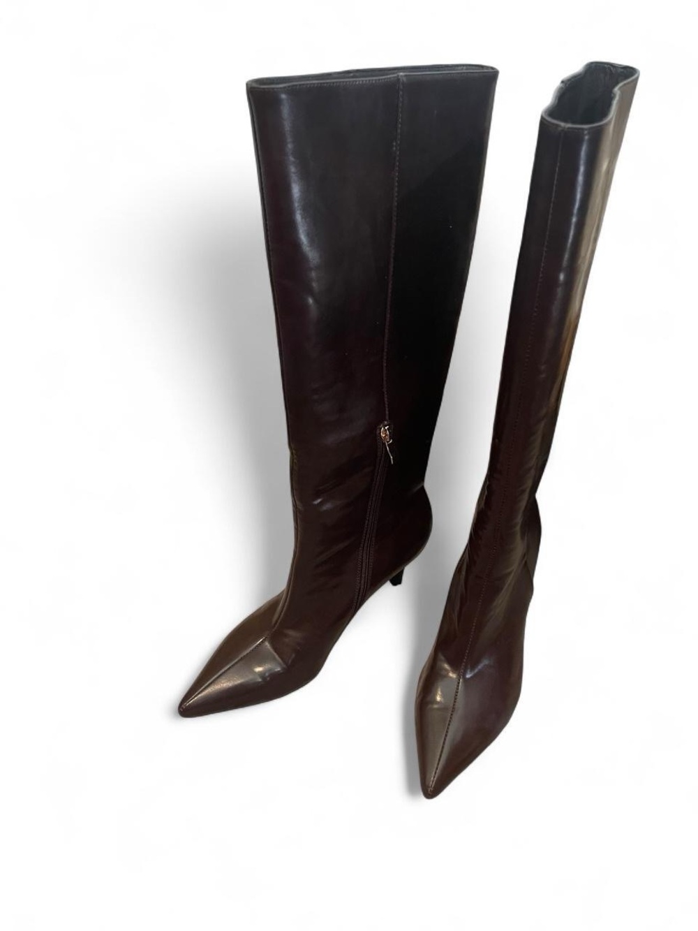 Classic Pointed-Toe Knee-High Boots - Brown